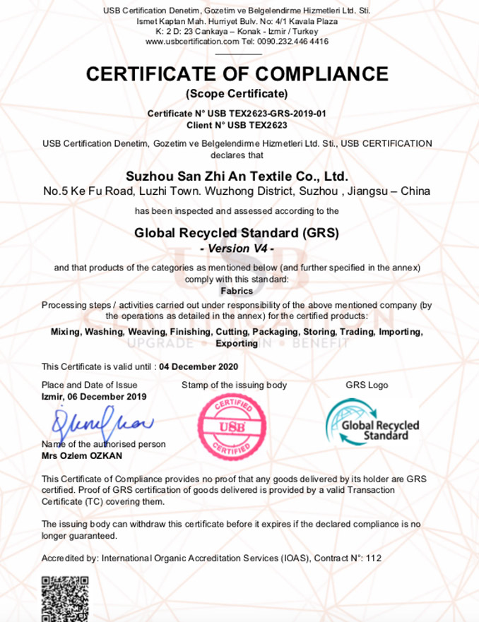 Inter-Spitzen AG: GRS & GOTS certificates